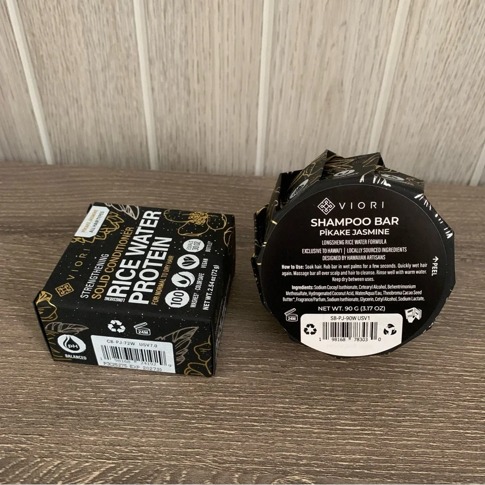 Viori Pikake Jasmine Hawaii Exclusive Solid Conditioner Shampoo Bar Set